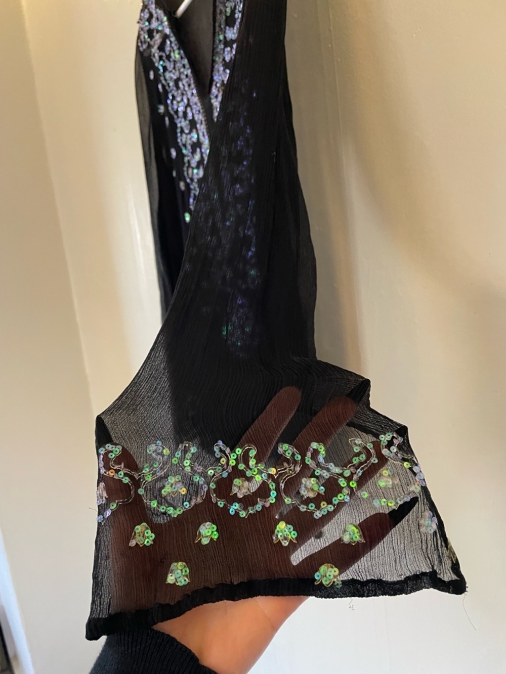 VENUS Black LongSleeve Embellished 100% Silk Y2K Top Tunic Beach Summer Cover - Picture 15 of 16
